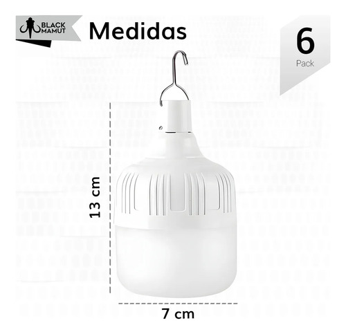 Set 6 Focos Portátil Multiuso Led Ahorrador Recargable 80w