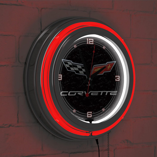 Reloj De Neón - Reloj Retro Corvette C6 Black Analog Wall Re