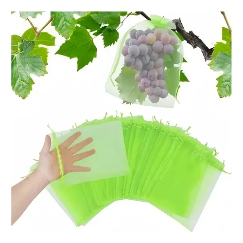 100 Bolsas De Malla Nylon Protección Frutas Y Verduras - Reutilizables, 15x10 Cm, Con Cordón, Anti-insectos