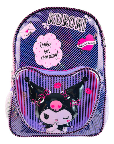 Mochila, Kuromi, Sanrio Hello Kitty Primaria Negro Lisa
