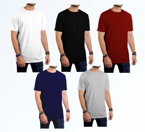 Kit 5 Camisas Masculinas Camisetas Básica Não Amassa Atacado 