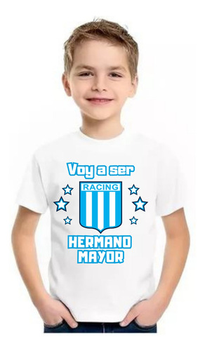 Remera Hermano/a Mayor, Diseño Racing, Unisex, Futbol.