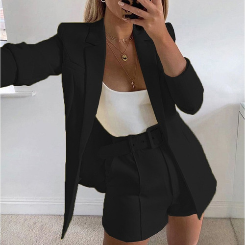 Conjunto De Blazer E Short De Escritório Femenino 2 Pçs