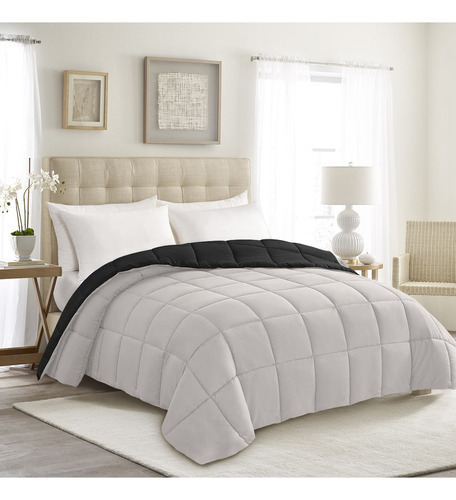 Edredón Acolchao Doble Vista Para Toa Stación King Diseño E La Tela Rayas 259cm×223cm Color Negro Rayas