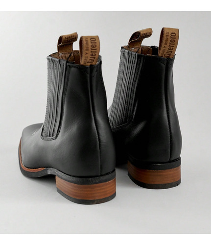 Botas Botines Vaqueros 100% Piel Casuales Hombre Negro