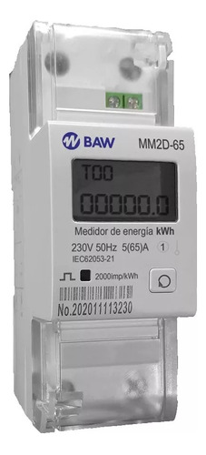 Medidor Consumo Digital Baw Monofasico 65a Riel Din 