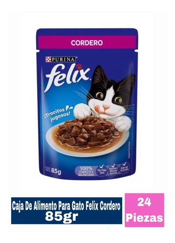 Caja De Alimento Para Gato Felix Cordero 24 Piezas