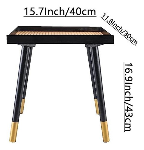 Mesa Lateral De Ratán Xoxneun, Mesita De Noche Rectangular,