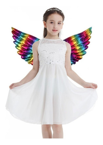 Asa Infantil Arco-íris Para Fantasias Anjo Ou Unicórnio