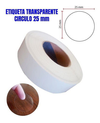 Etiqueta Transparente Circular De 25 Mm Rollo De 1500