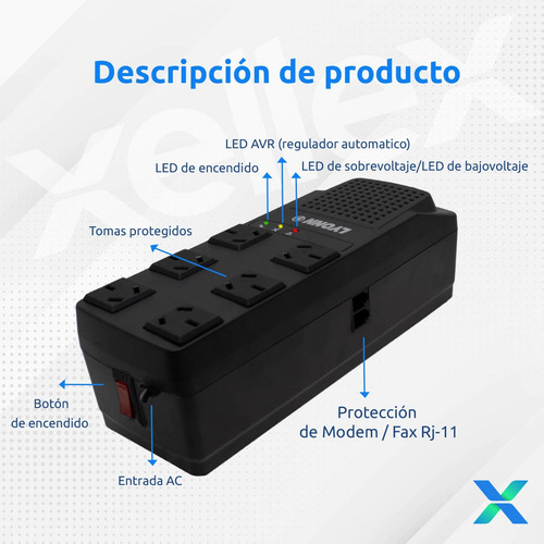 Estabilizador de tensión Lyonn TCA 1200NV 1200VA entrada y salida de 220V CA negro
