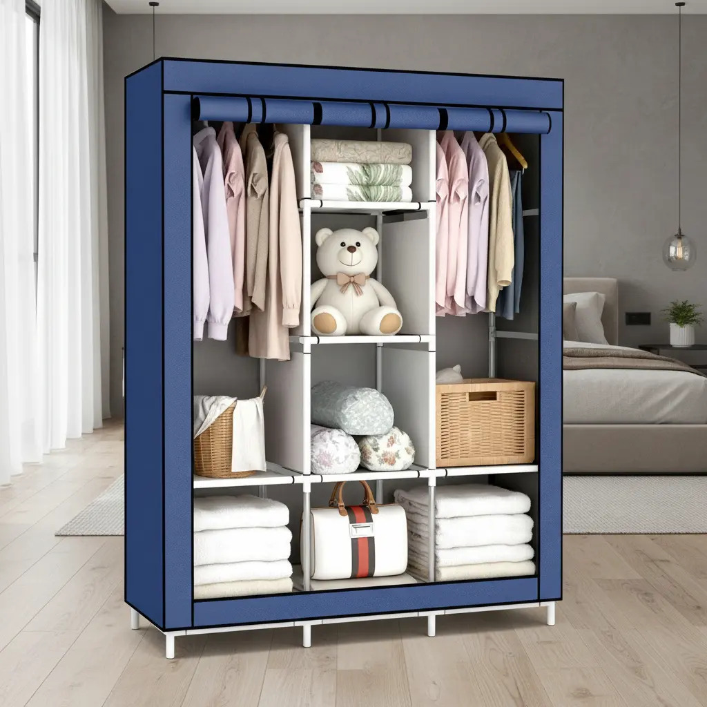Organizador de roupas, móveis para roupas, armável, armário de prateleiras, cor: azul