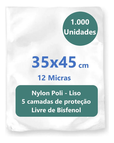 Embalagem A Vacuo Np 35x45 12 - Kit 1.000 Unid - Sacos Lisos
