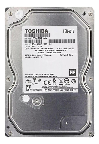 Hd Toshiba, 1tb, Sata 3, 5700rpm 3,5 - Dt01aba100v Toshiba