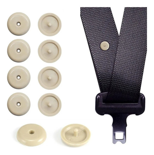 Kit 5 Topes Clip Grapa Remache Cinturon De Seguridad Beige