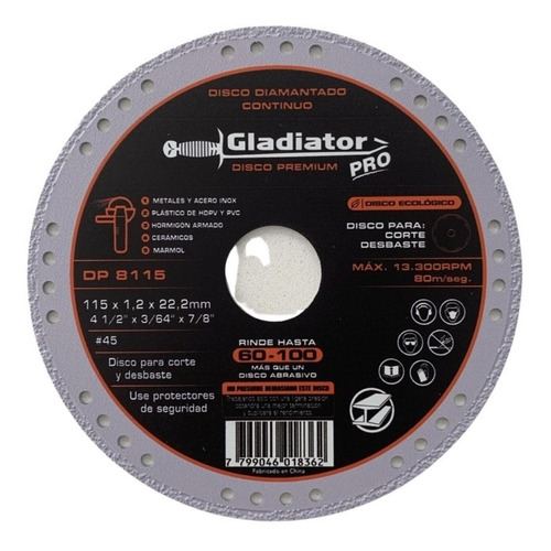 Disco Multi Corte 115mm Dp8115 Gladiator Pro Ferreplus