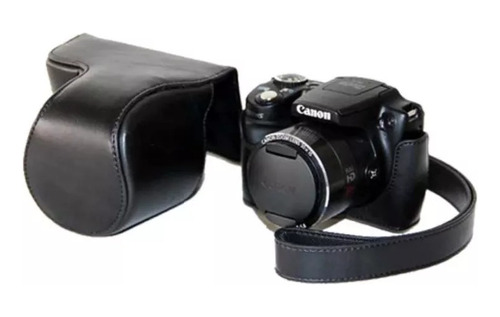 Estuche Vintaje Canon Sx50 En Cuero Color Negro