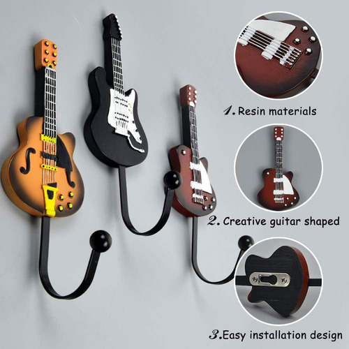 Y Ganchos Decorativos Forma Guitarra Perchas Para Colgar
