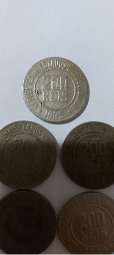 Vendo Lote De Moedas De 200 Réis. Brinde Duas Moedas 100 Rei