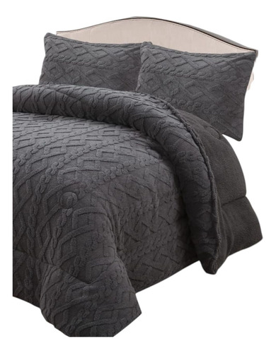 Cobertores Con Chiporro De Invierno King Trenzados 250x270 Gris Oscuro Lisa
