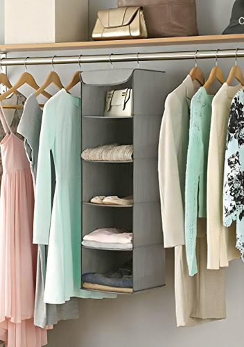 Whitmor 5 Section Closet Organizer Hanging Shelves With Color Gris