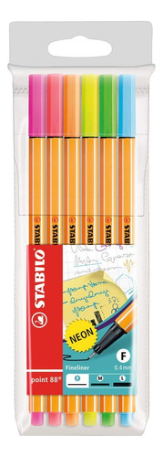 Fineliner Stabilo Point 88 Cartera 6 Color Neon