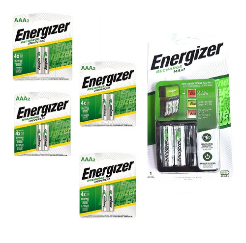 Imagen 1 de 5 de Cargador Energizer Maxi Aa Aaa + 2 Pilas Aa + 8 Aaa Recarg 