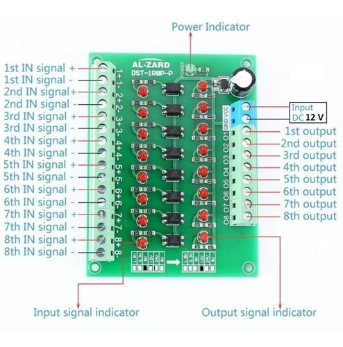 Modulo Optoacoplador 5v A 12v Pnp 8 Canales Aislamiento