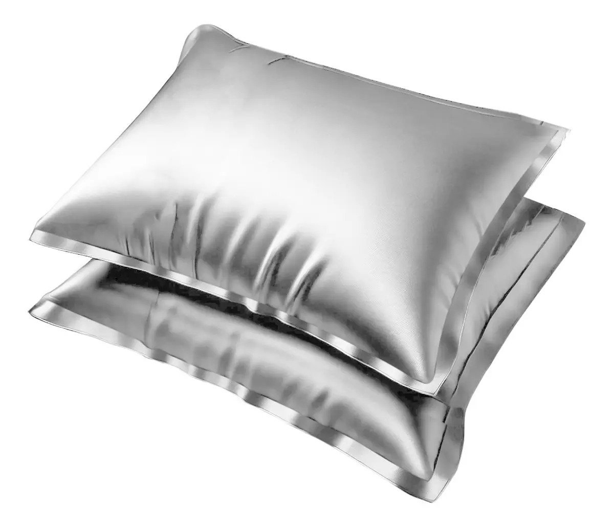 2 Fronhas De Cetim Seda Antifrizz Abas 50x70 Luxo Toque Suav Cor Cinza Lisa