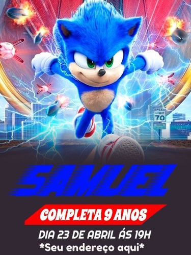 Imagem 6 de 6 de Convite Digital De Aniversário Personalizado - Sonic