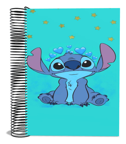 Caderno Stitch Estudantil 10 Matérias Capa Dura Branco