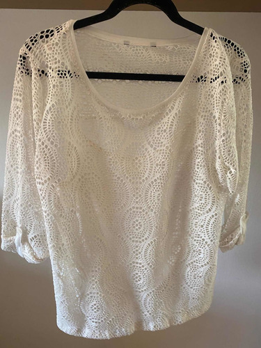 Blusa Blanca Encaje Talla Large O Grande En Perfecto Estado