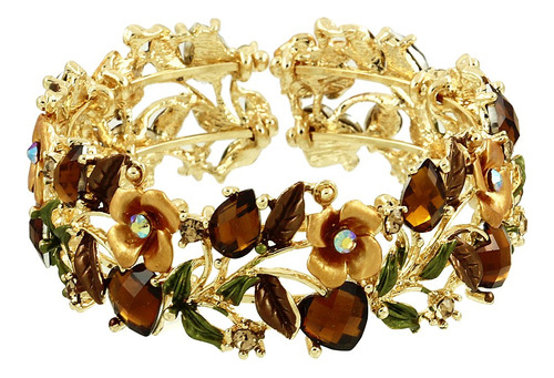 Falari Pulsera De Flores Vintage Brazalete Cuentas De Crista