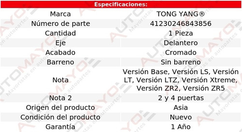 Una Defensa Delantera Crom S/barreno Tong Yang S10 1998-2003