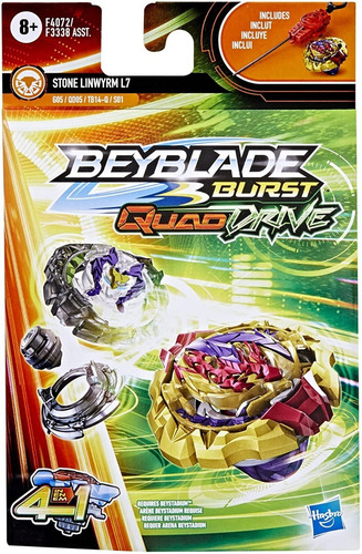 Imagen 1 de 8 de Beyblade Burst Quaddrive Stone Linwyrm L7 Hasbro Original