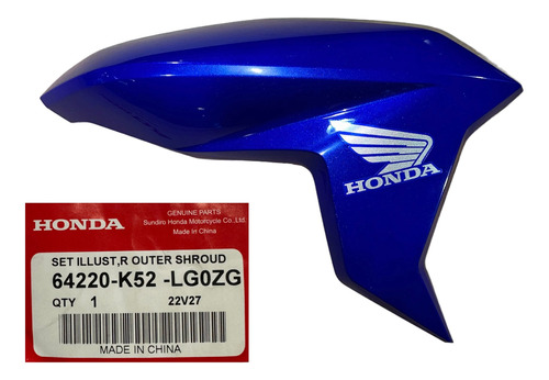 Cacha Del Tanque Derecha Honda Cb 125 F Twister Violeta Ams