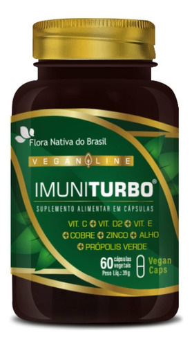 Imuni Turbo Própolis Verde, Alho E Vitaminas 60 Vegan Caps