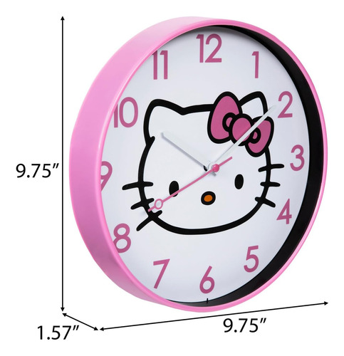 Reloj De Pared Hello Kitty De Plástico, 24.8 Cm