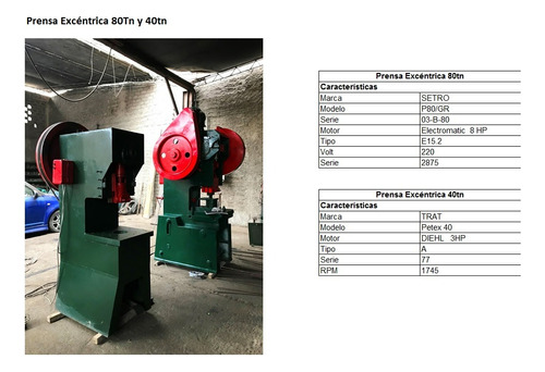 Prensa Industrial Excéntrica 40 Ton 80 Ton