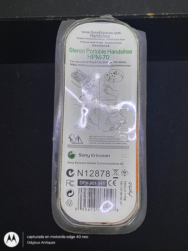 Audífonos Manos Libres Sony Ericsson Hpm-70 En Blister Blanco