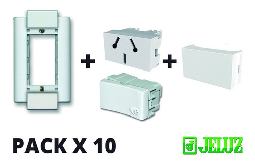 Llave De Luz Armada Jeluz Punto Y Toma Completo Pack 10 U.