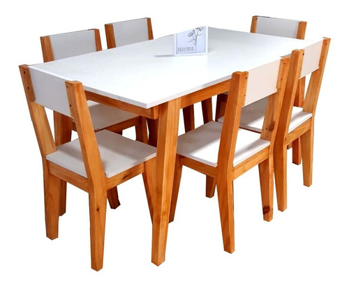Juego de comedor Muebles Nifran Nifran Nórdico color melamina con 6 sillas mesa de 140cm de largo máximo x 80cm de ancho x 78cm de alto