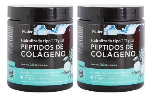 Peptidos Colageno Hidrolizado Marino En Polvo Natier 250grs Pack X2