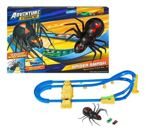 Pista Araña Adventure Force 18 Pies 2 Vehículos Motorizada Color Negro