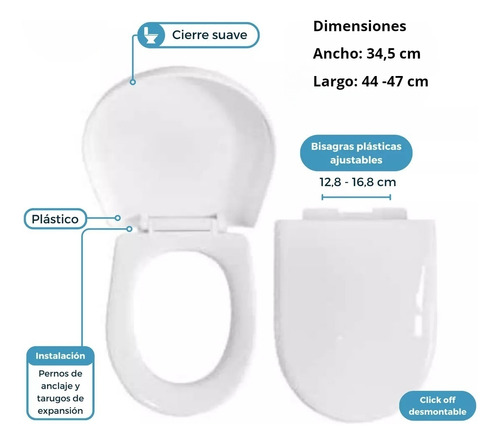 Tapa Y Asiento De Para Baño Wc, Blanco