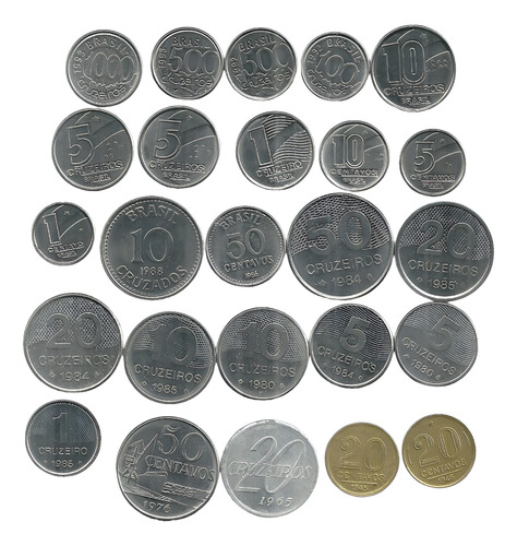 1 Cruzeiro 1985 1990 + 50 Centavos 1976 1986 + 21 Moedas