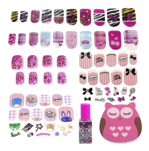 Imagen 2 de 6 de Set De Uñas Postizas Decora Esmalte Infantil Nena Poppi 5661