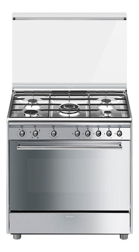 Cocina Smeg Clásica SX91GVE9 a gas/eléctrica 5 hornallas  plateada 220V puerta con visor