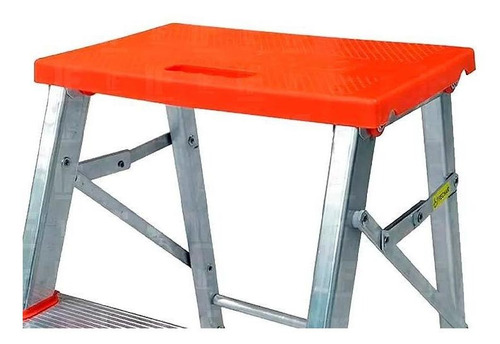 Banco Escada Banqueta Em Alumínio Dobrável 43cm 2 Degraus Cor Prateado Botafogo Lar & Lazer