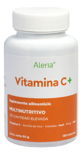 Vitamina C De 120 Cápsulas Con Açaí, Fresa, Semilla De Uva, Sabor Sin sabor